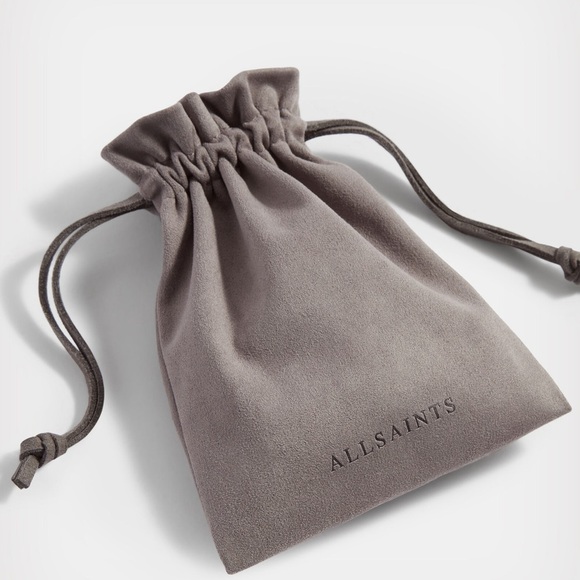 AllSaints New Gold Tone Brass Studded Huggie and Mini Square Studs Earring Set - Picture 4 of 7